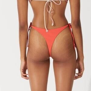 New! Zulu & Zephyr Free People Tie Curve Brief Bikini Bottoms orange red, size 6